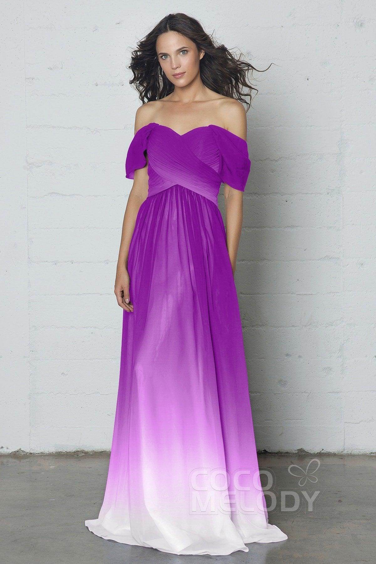 Sheath-Column Floor Length Ombre Chiffon Dress COZF17015 - COCOMELODY